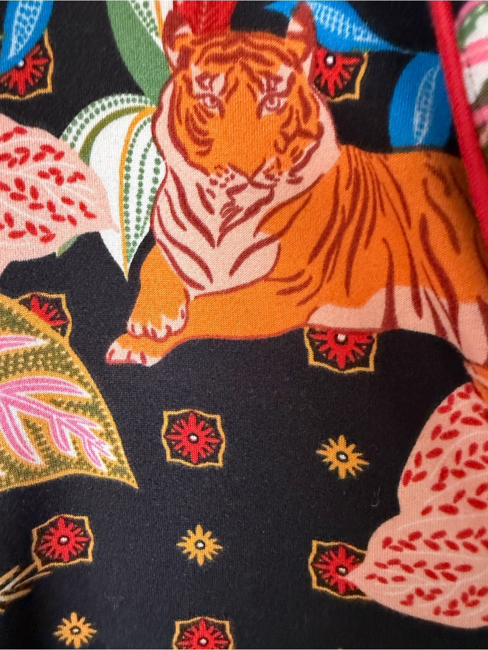 Room Service Black Floral & Tiger Print Pajama Set - Picture 3 of 9